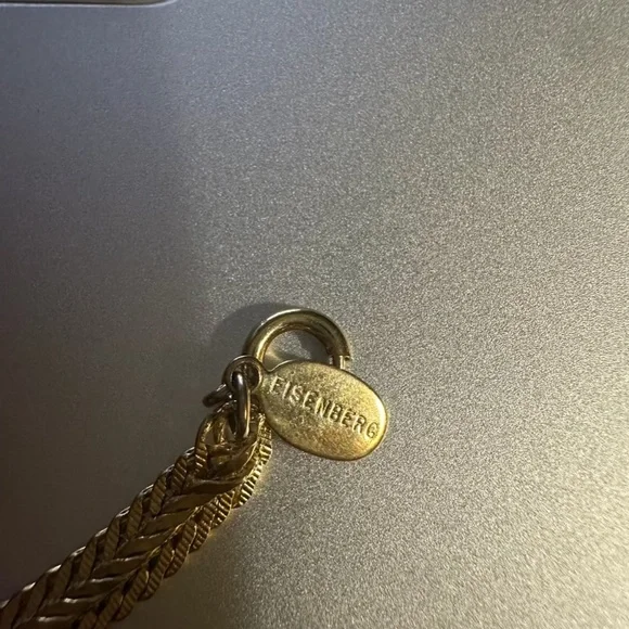 Eisenberg Signed Gold‑Tone Herringbone Chain Necklace - Picture 4 of 4